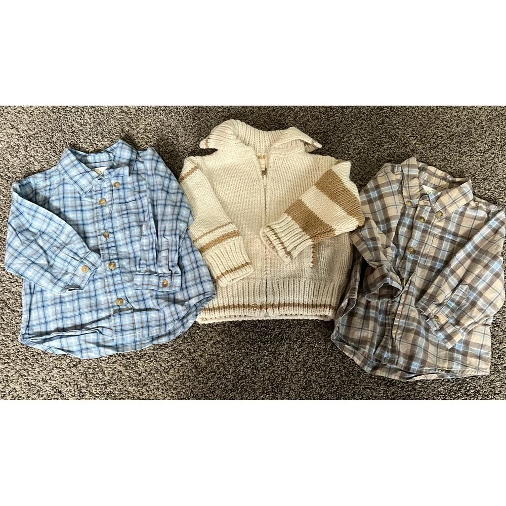 Baby Boys Childrens place size 12 months Cardigan and shirts combo‎